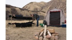 2XL Disc-O-Bed Cot System W/ 2 Side Organizers -Snow Peak Shop opplanet disc o bed disc o bed cot with 2 side organiziers black 2xl 30507bo av 12