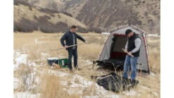 2XL Disc-O-Bed Cot System W/ 2 Side Organizers -Snow Peak Shop opplanet disc o bed disc o bed cot with 2 side organiziers black 2xl 30507bo av 13