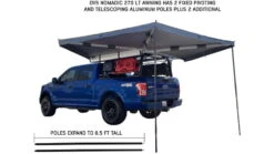 Overland Vehicle Systems Nomadic 270 LT Awning - Driver Side -Snow Peak Shop opplanet overland vehicle systems nomadic 270 lt awning driver side dark gray cover with black cover universal 19559907 av 5