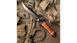 SOG Specialty Knives & Tools Bowie 2.0 Fixed Blade Knife -Snow Peak Shop opplanet sog specialty knives tools bowie 2 0 fixed blade knife 6 4in aus 8 blade clip point brown leather washers handle black sog s1t l av 10