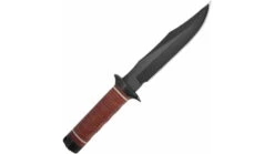 SOG Specialty Knives & Tools Bowie 2.0 Fixed Blade Knife -Snow Peak Shop opplanet sog specialty knives tools bowie 2 0 fixed blade knife 6 4in aus 8 blade clip point brown leather washers handle black sog s1t l av 3